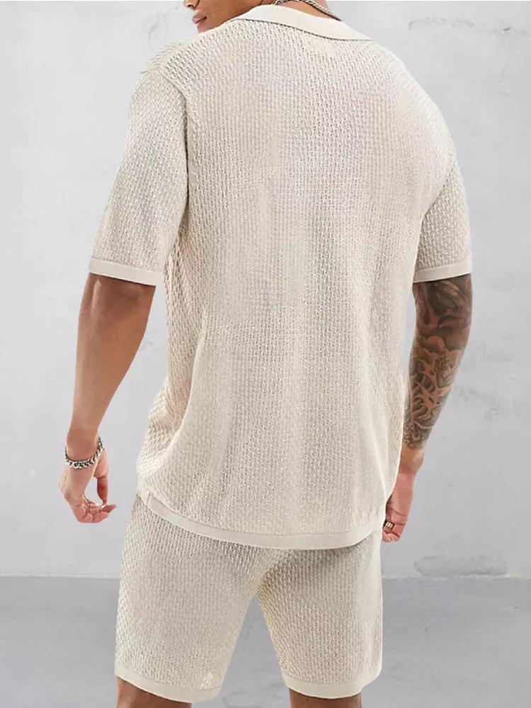 Vibrant Jacquard Knit Shirt Set