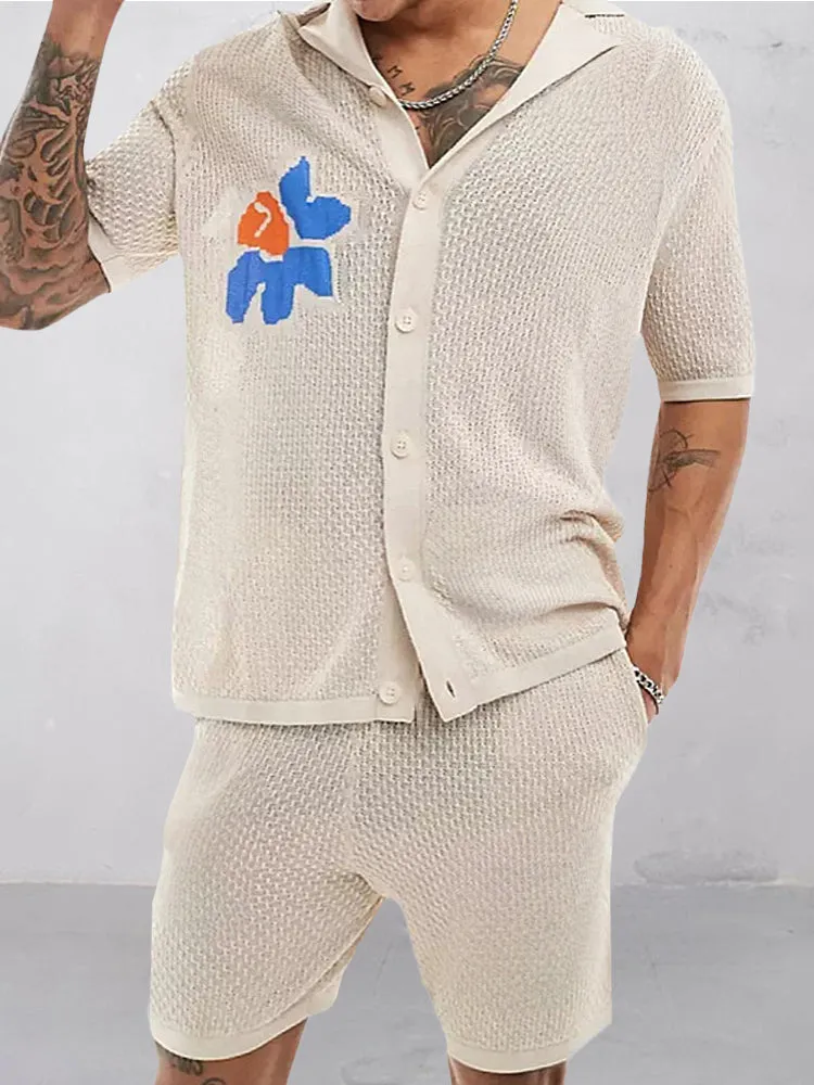 Vibrant Jacquard Knit Shirt Set