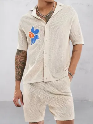 Vibrant Jacquard Knit Shirt Set