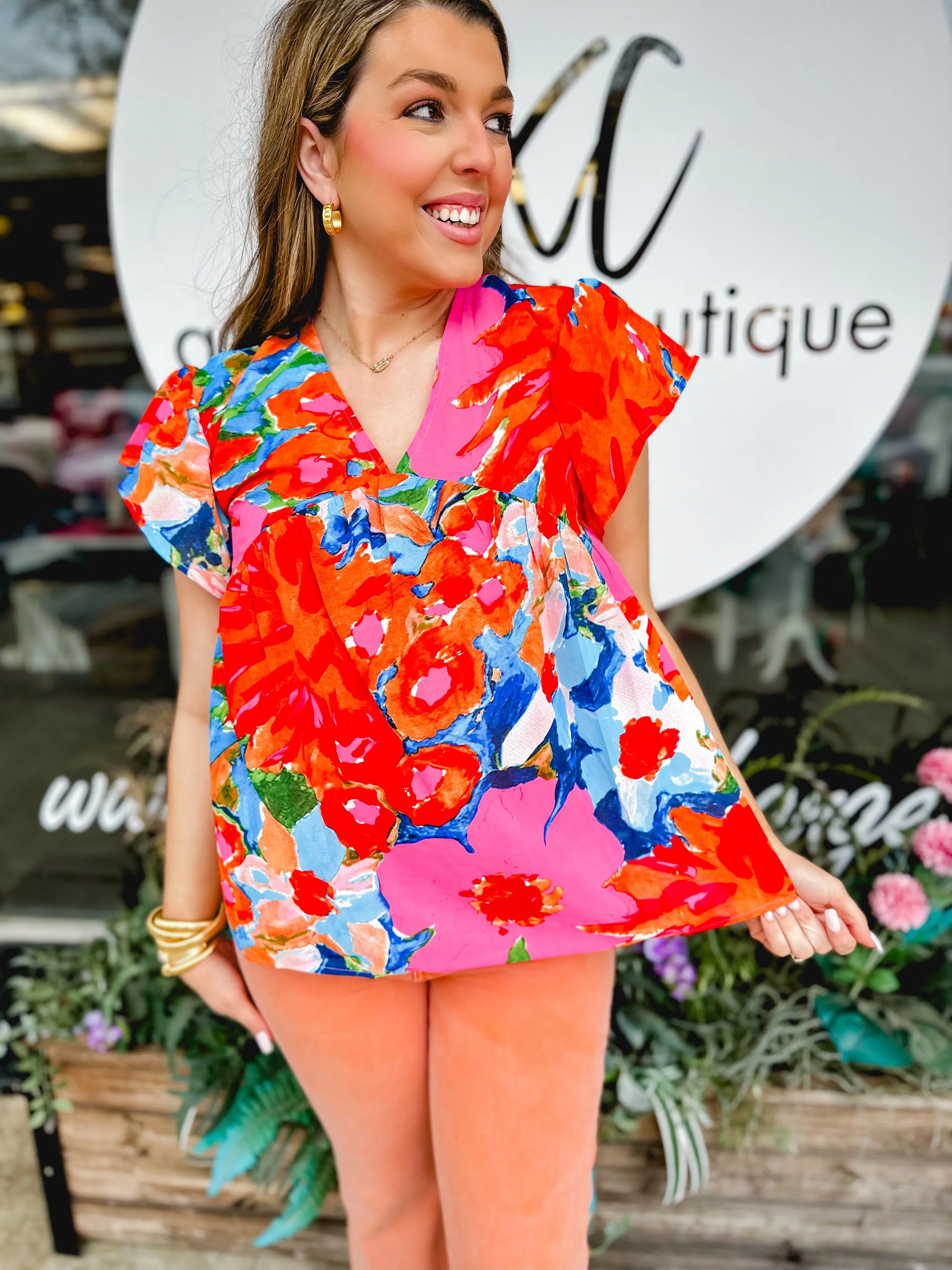Vibrant View Top in Pink/Red