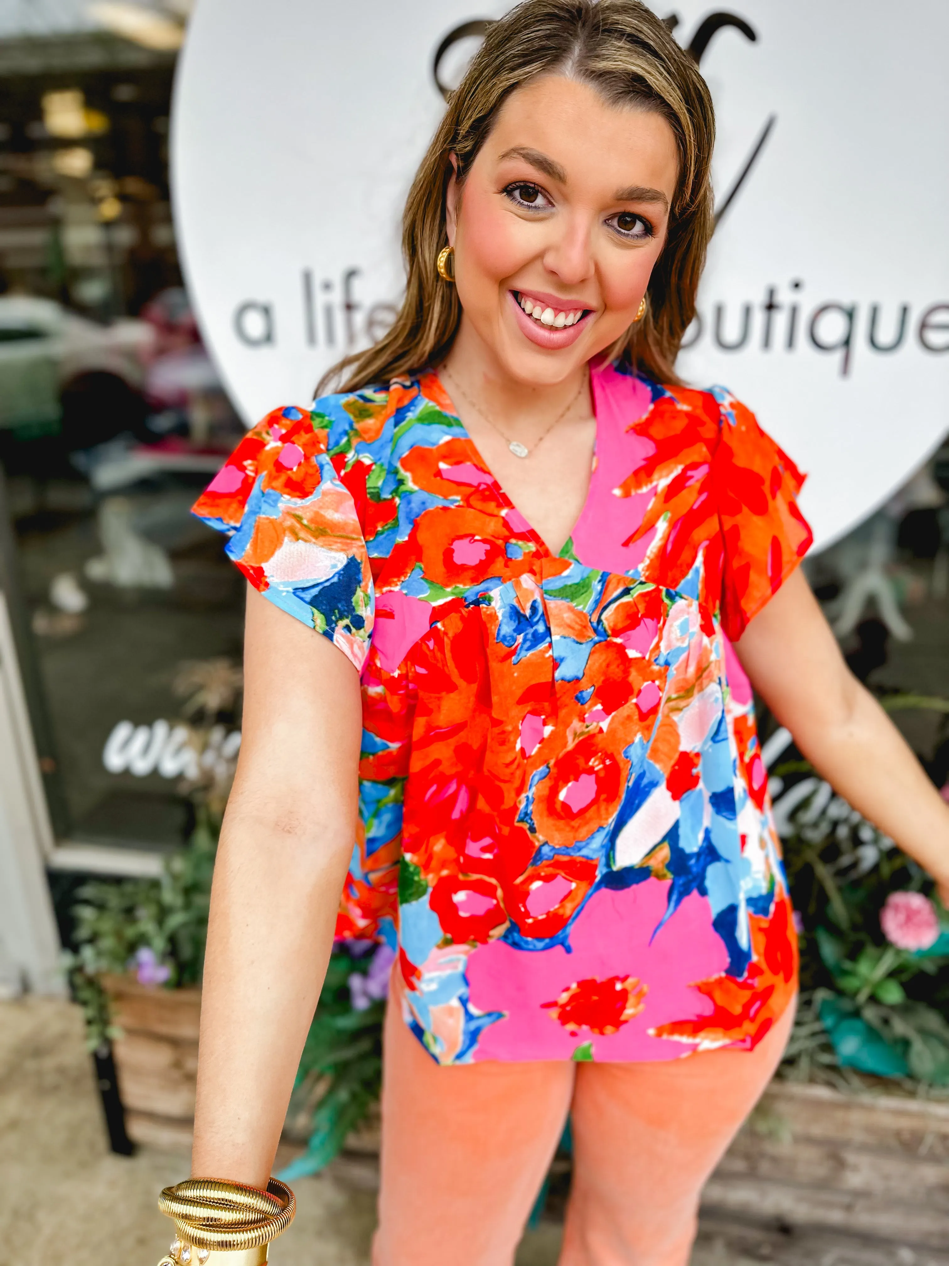 Vibrant View Top in Pink/Red