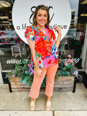 Vibrant View Top in Pink/Red