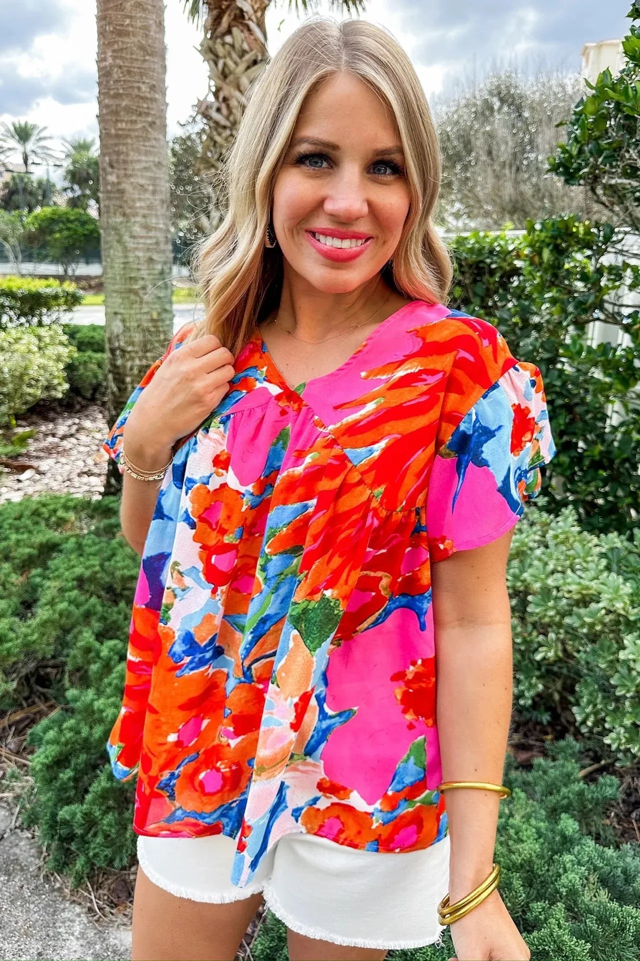 Vibrant View Top in Pink/Red
