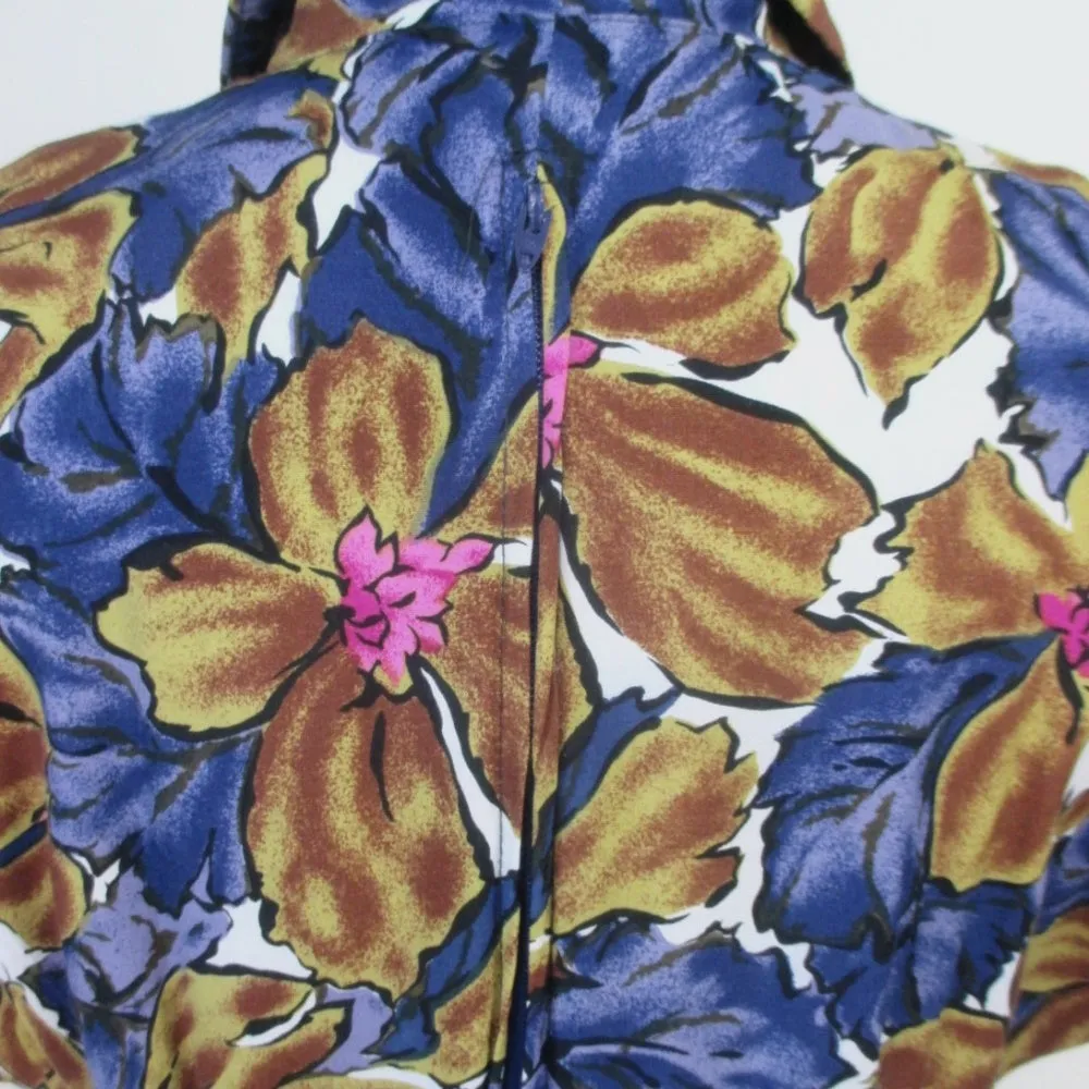 Vintage 80s Floral Sarong Style Tropical Dress M