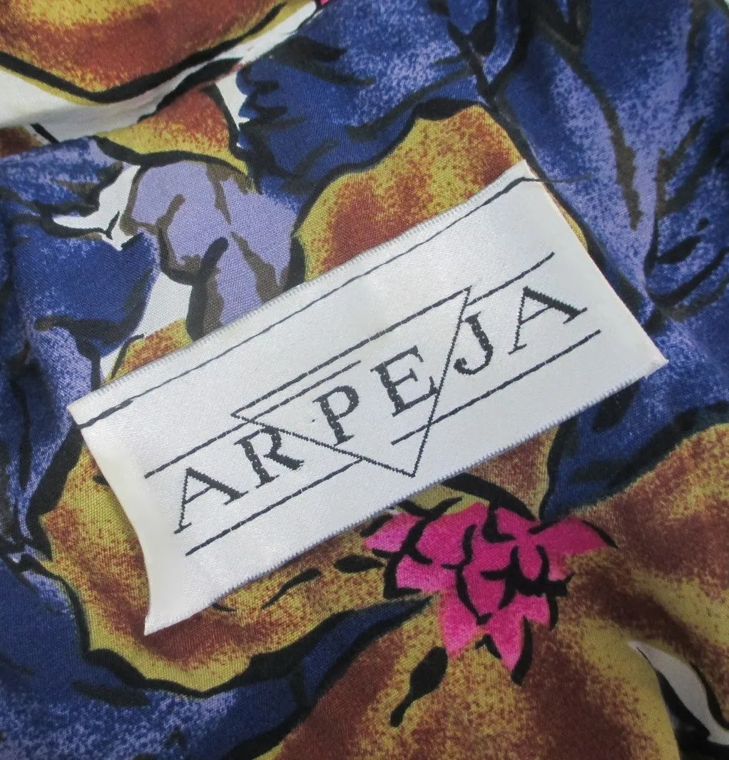 Vintage 80s Floral Sarong Style Tropical Dress M