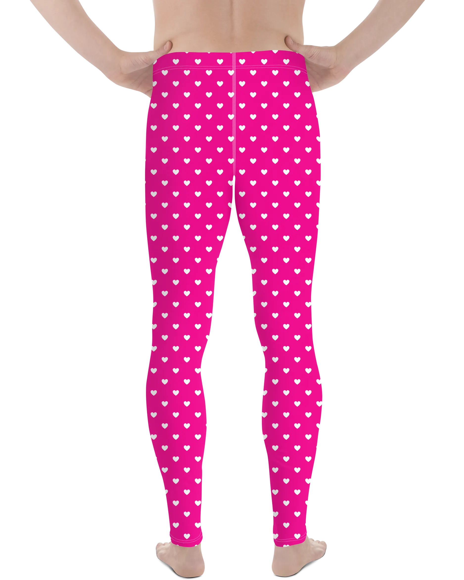 White Mini Hearts Pink Meggings