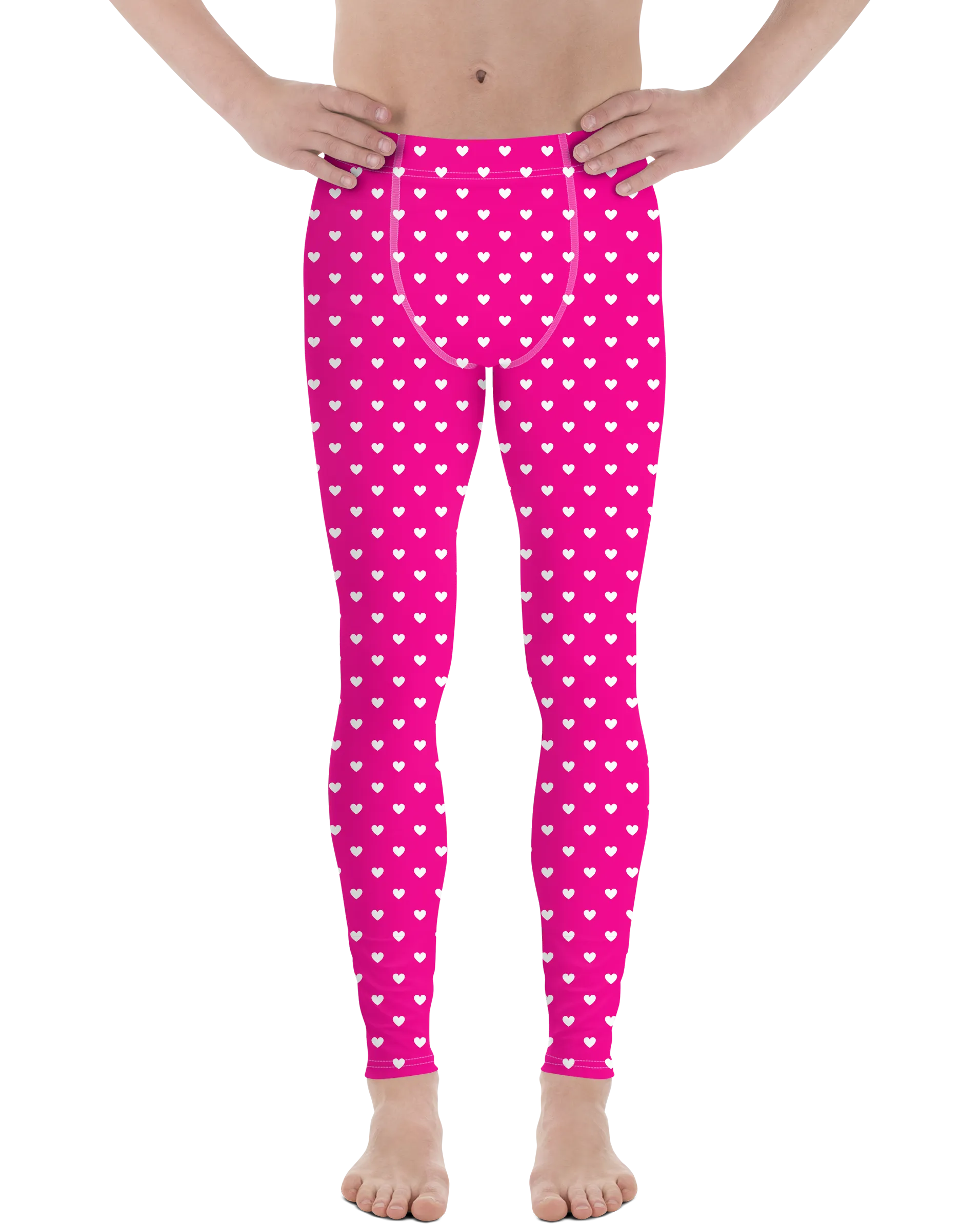 White Mini Hearts Pink Meggings