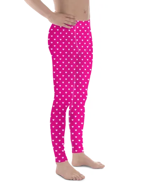 White Mini Hearts Pink Meggings