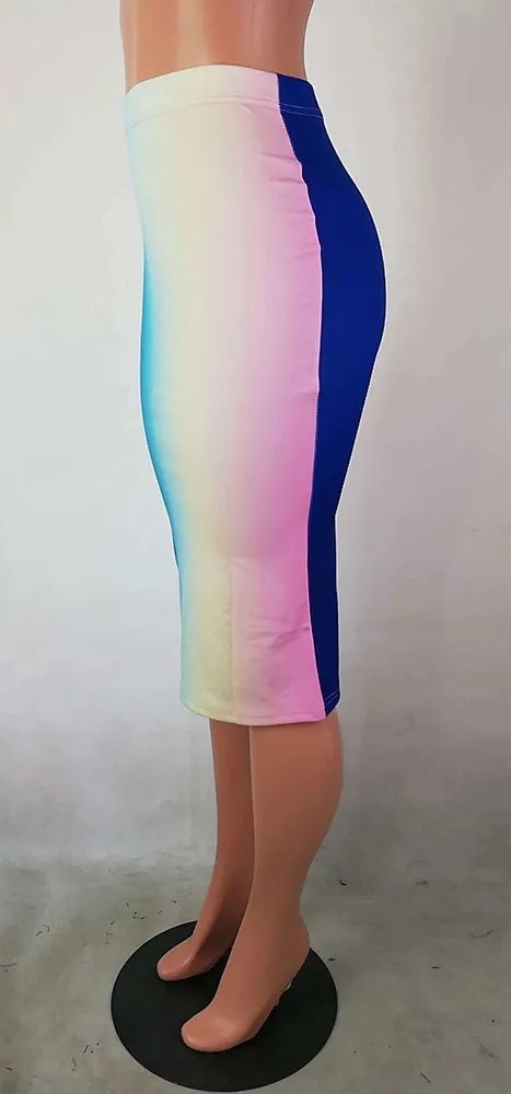 Wide Striped Colorful Sheath Skirt #Striped #Colorful