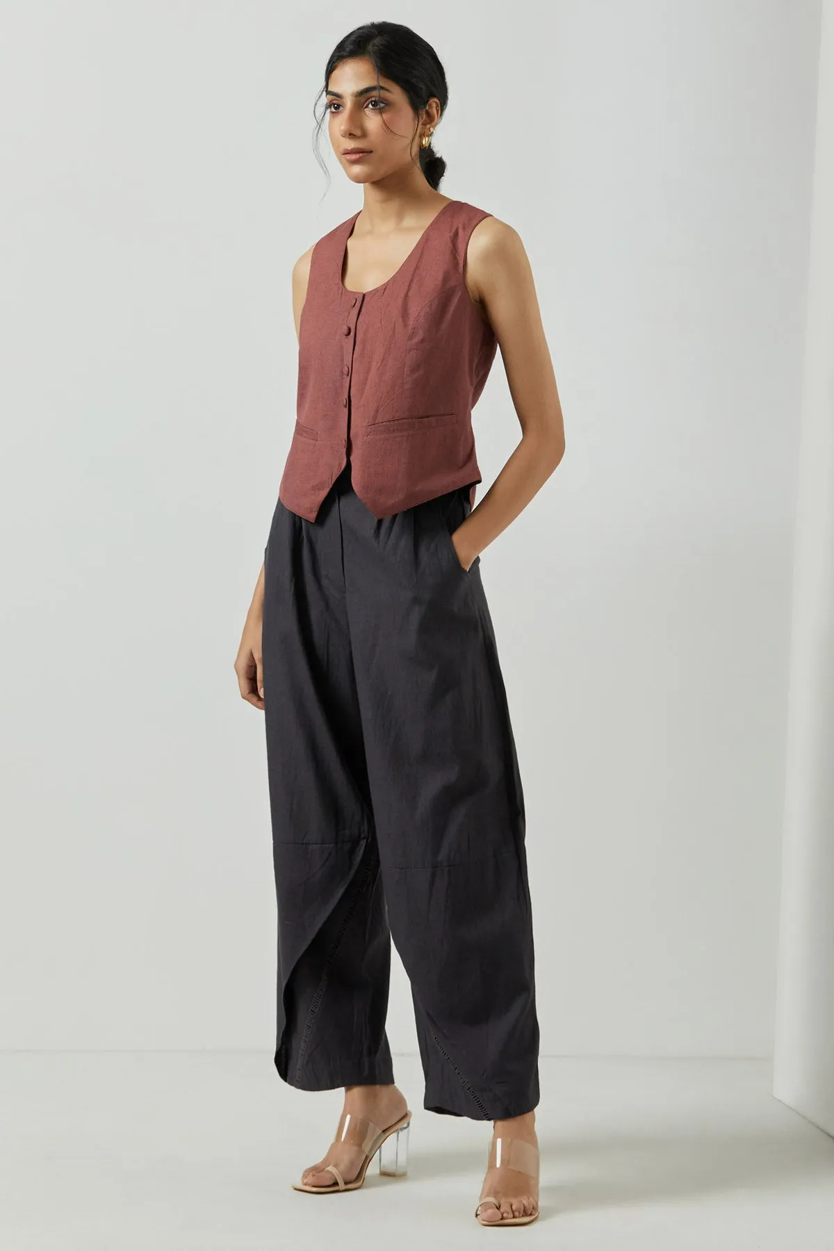 Wine Asymmetrical Coat