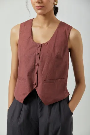 Wine Asymmetrical Coat