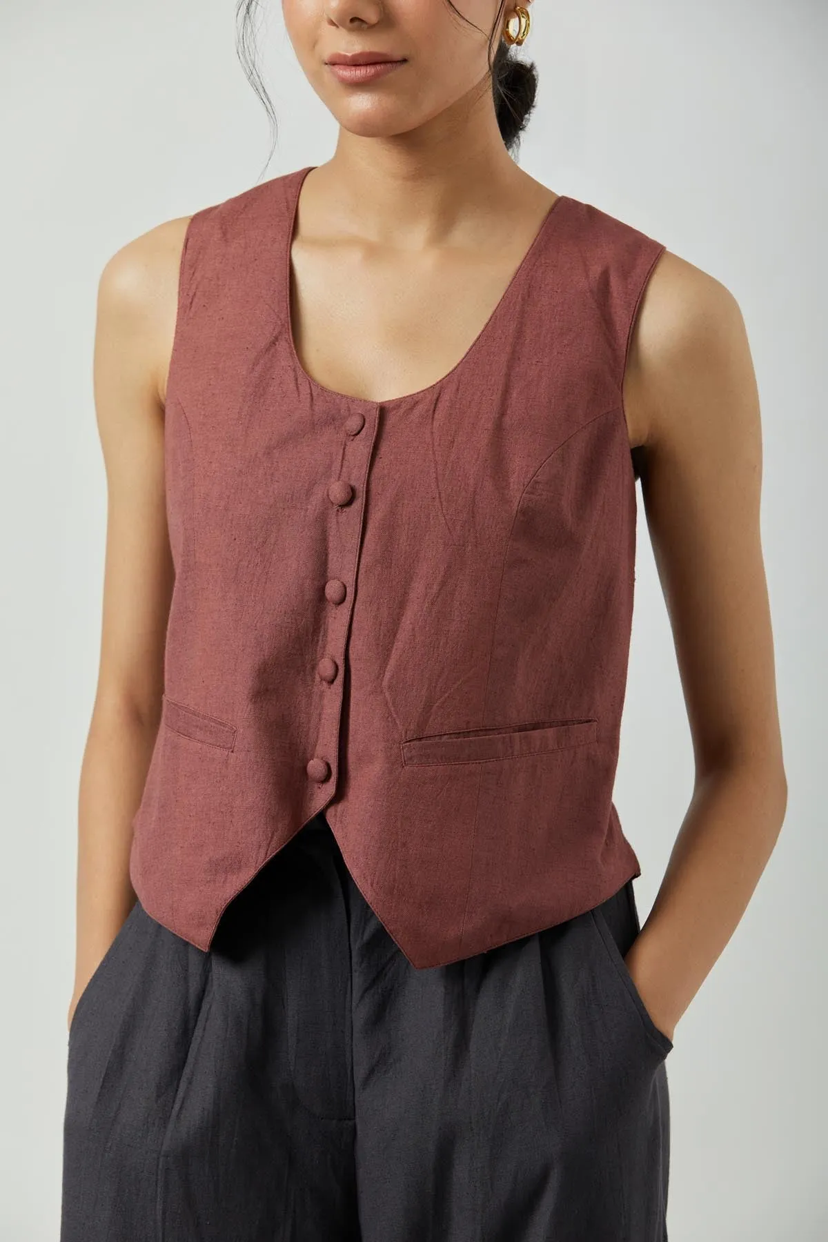 Wine Asymmetrical Coat
