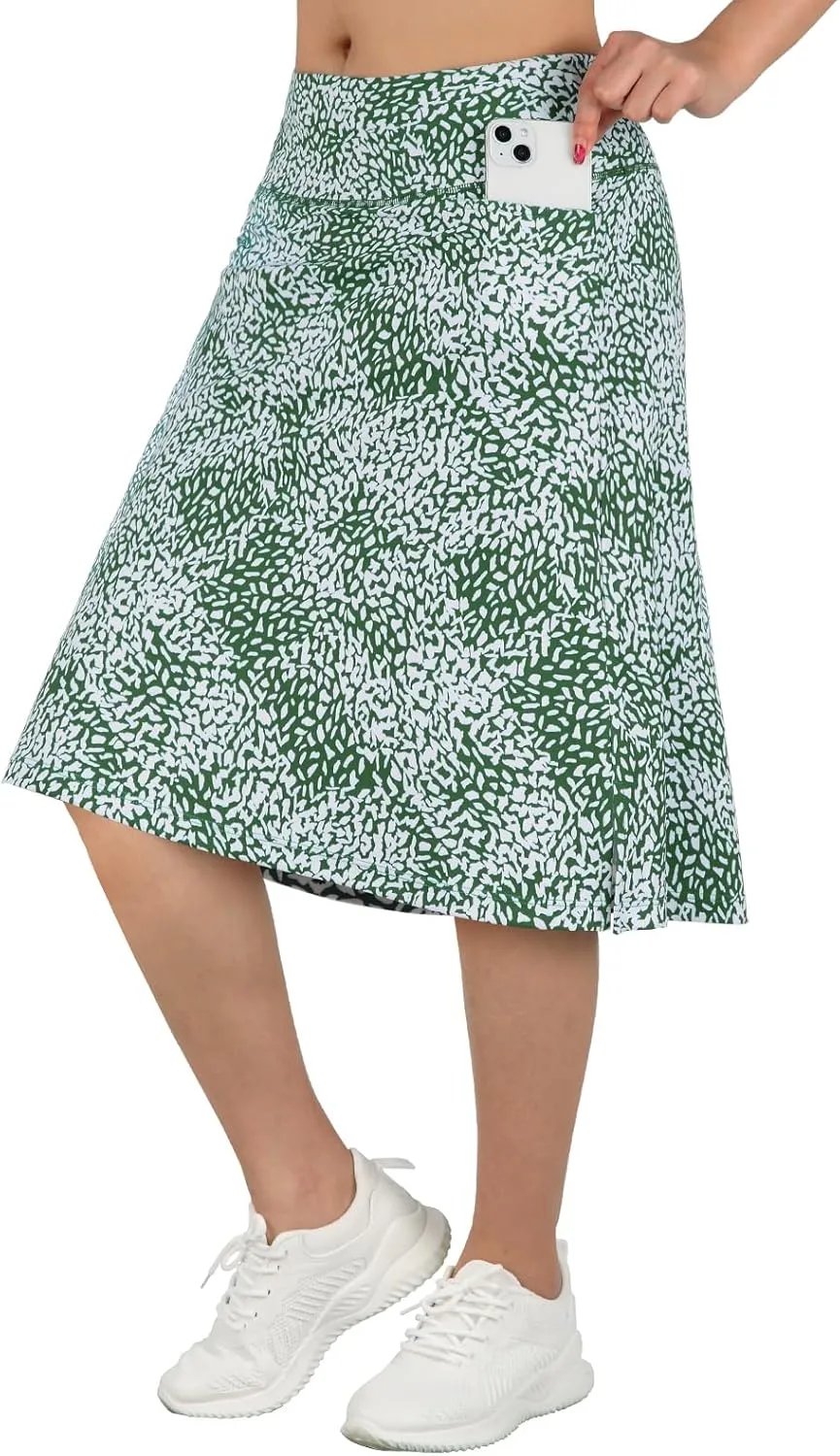 Women's Midi Length Skorts Skirts with 3 Pockets Modest Skirts Women's 24" Knee Length Skort