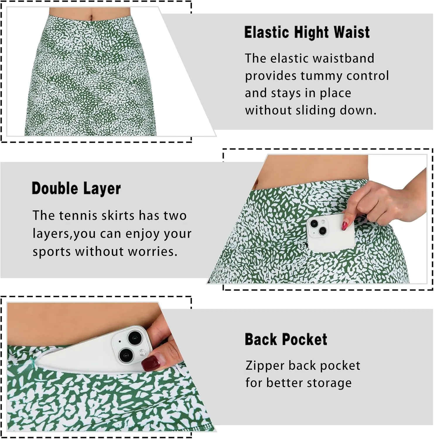Women's Midi Length Skorts Skirts with 3 Pockets Modest Skirts Women's 24" Knee Length Skort
