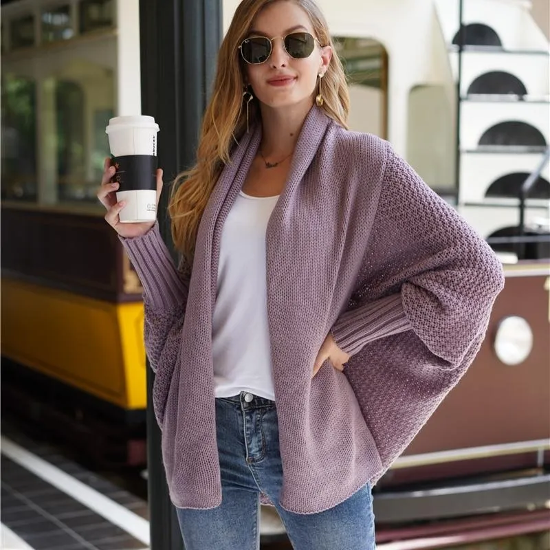 Women's Relaxed Knitted Sweater Shawl Outwear