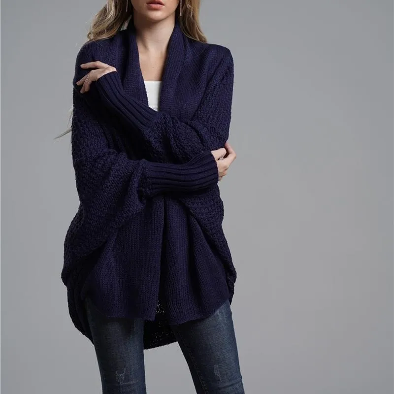 Women's Relaxed Knitted Sweater Shawl Outwear