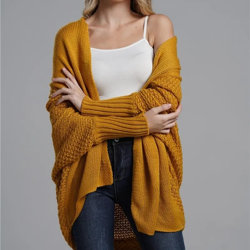Women's Relaxed Knitted Sweater Shawl Outwear