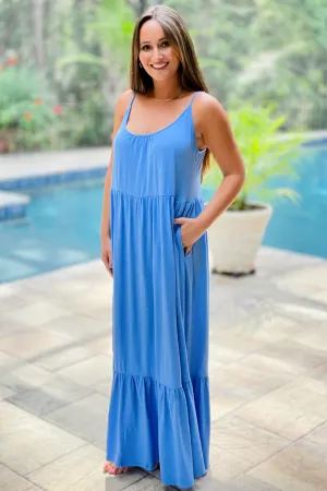 Z Supply: Lido Slub Midi Dress - Pacific Blue