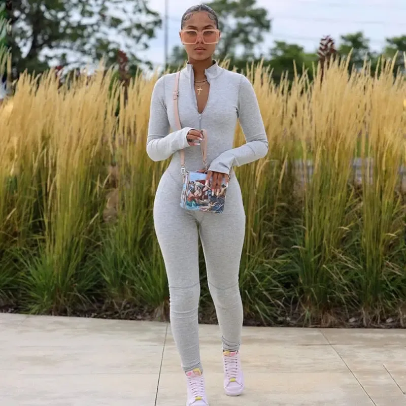 Zipper Long Sleeve Jumpsuit overalls