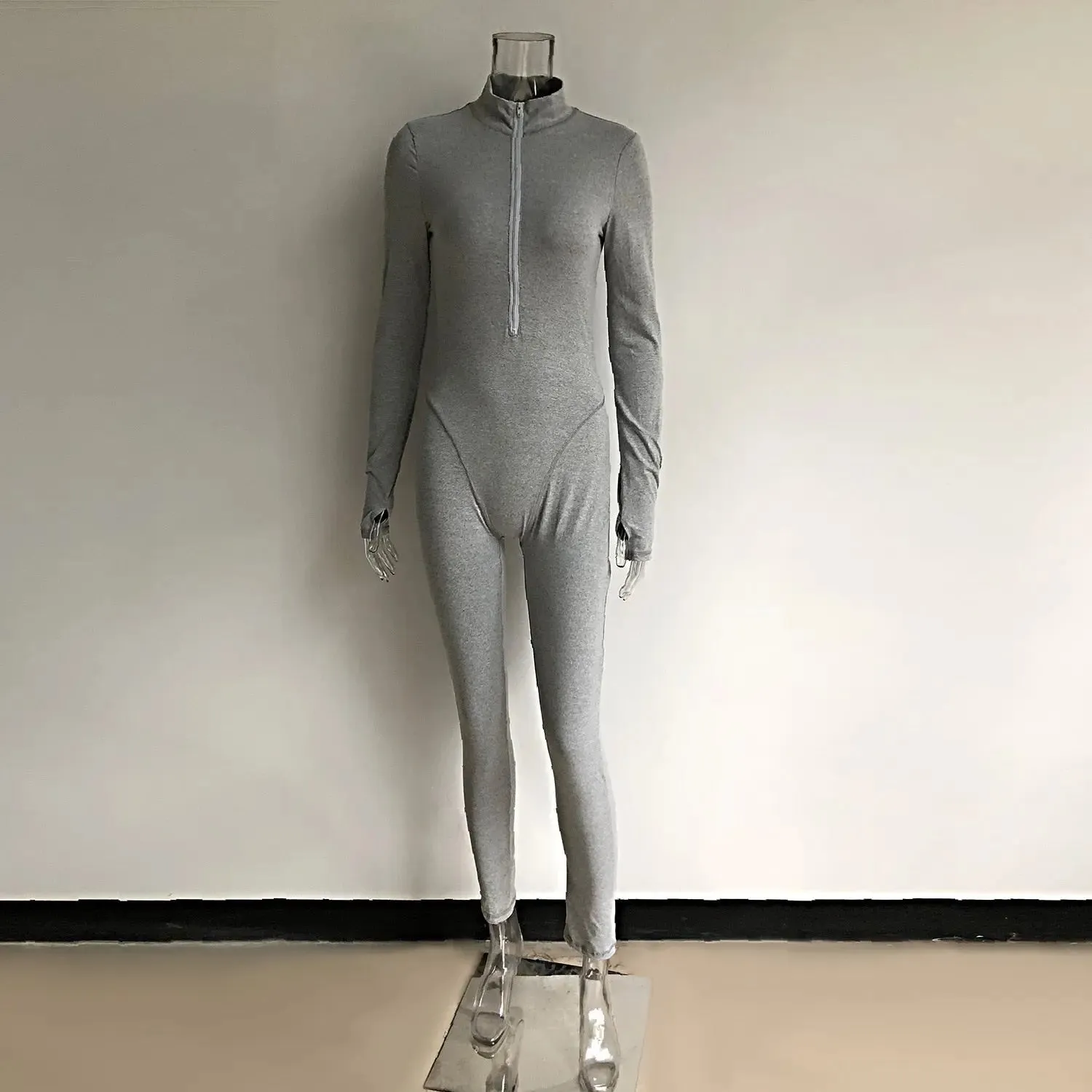 Zipper Long Sleeve Jumpsuit overalls